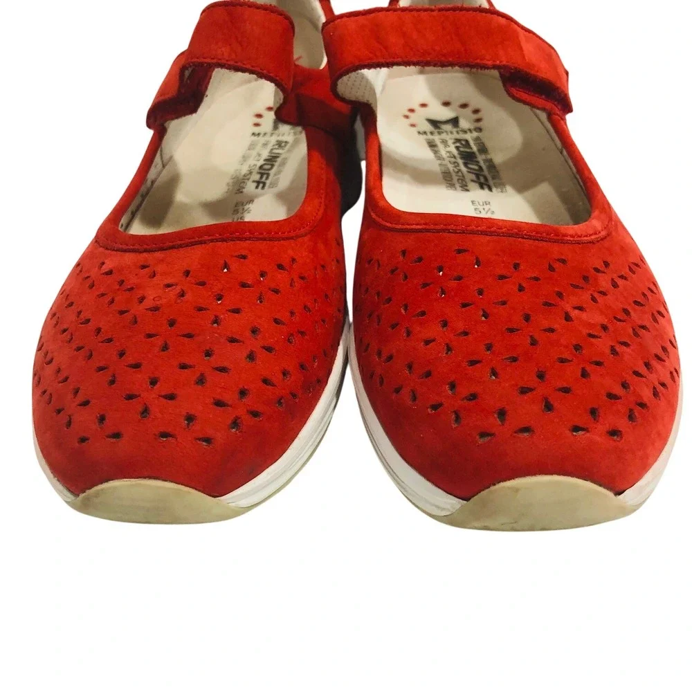 Mephisto Red Mary Jane Shoes Sneakers Perforate Walking Vaca Minimalist Womens 8